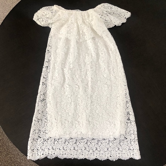 Floral Off the Shoulder Lace White Dress - Picture 4 of 6